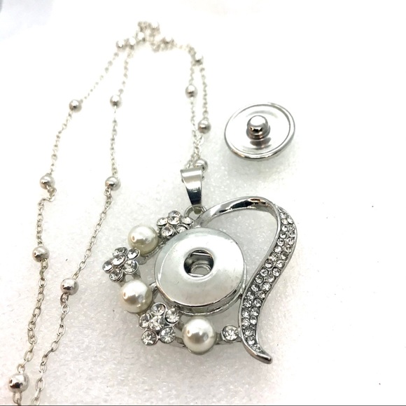 Snap heart pearls rhinestones handmade 20mmSnap SN20 - Picture 2 of 4